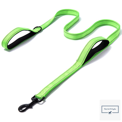 Heavy duty double handle dog leash in use