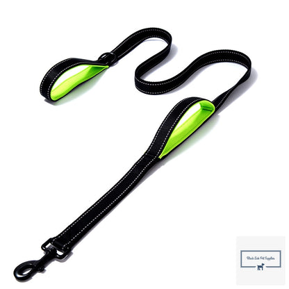 Heavy duty double handle dog leash in use