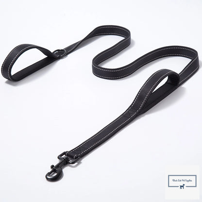 Heavy duty double handle dog leash in use