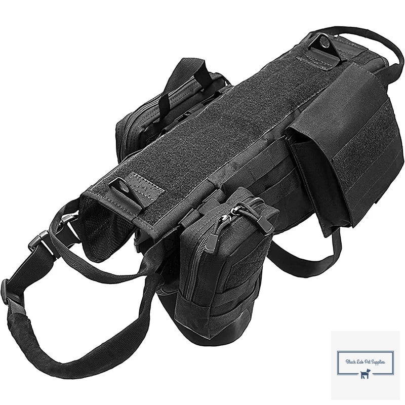 Tactical Dog Harness with Pouches - No-Pull Handle and Adjustable Straps