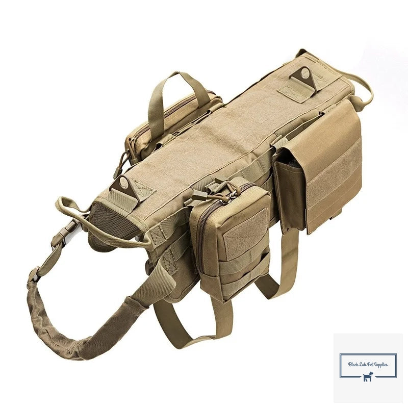 Tactical Dog Harness with Pouches - No-Pull Handle and Adjustable Straps