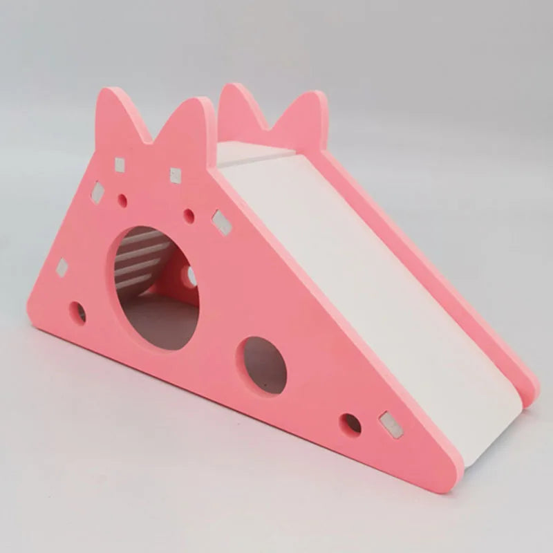 Colorful wooden hamster slide house toy_3