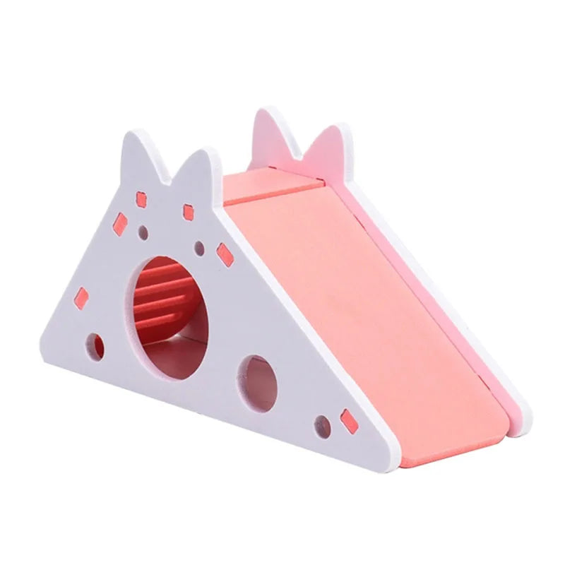 Colorful wooden hamster slide house toy